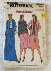 6244 BUTTERICK QUICK CARDIGAN JACKET, COWL TOP, FLARE SKIRT LENGTHS PATTERN 8-12 UNCUT